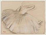 The Rehearsal of the Ballet Onstage, Edgar Degas (French, Paris 1834–1917 Paris), Oil colors freely mixed with turpentine, with traces of watercolor and pastel over pen-and-ink drawing on cream-colored wove paper, laid down on bristol board and mounted on canvas